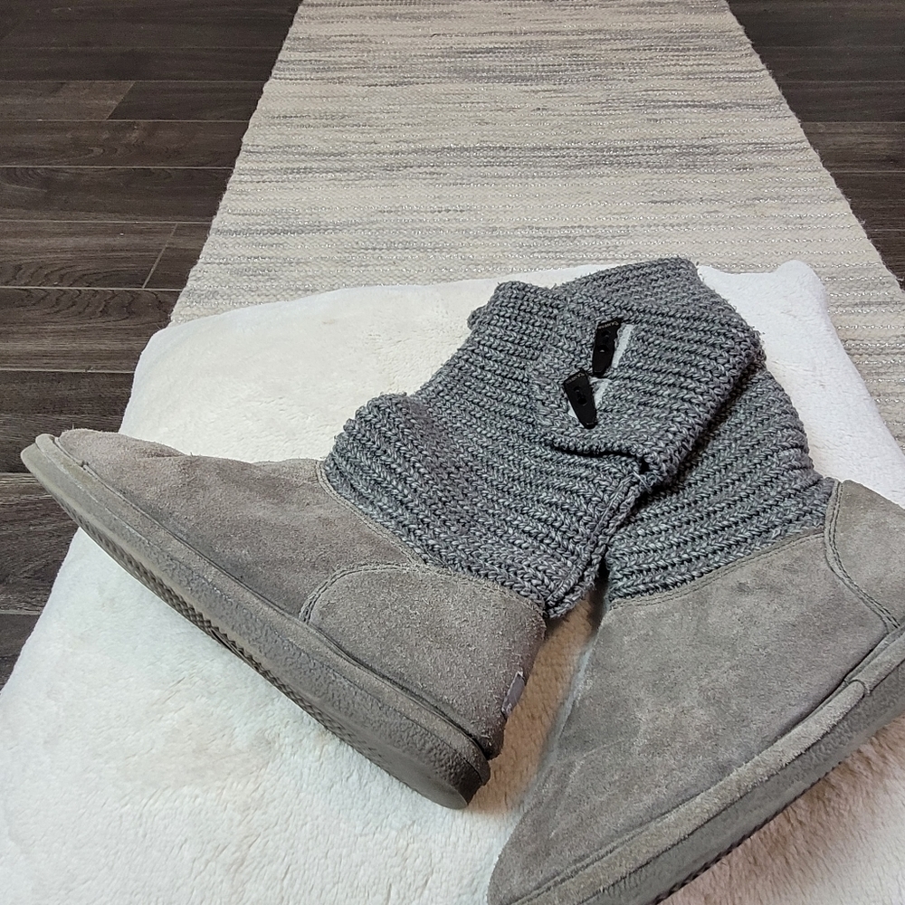 Bear Paw gray knit tall fold over boots - Picture 1 of 8